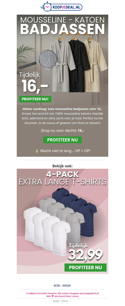 Nieuw: Mousseline Badjassen 16,-