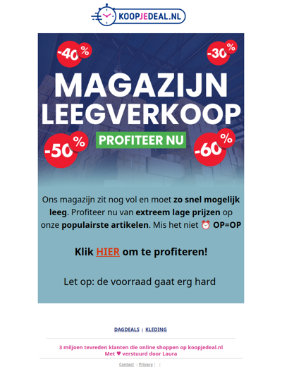 Outlet = Aangevuld met nieuwe Deals!