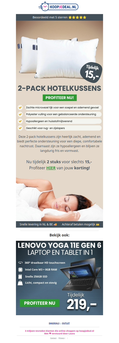 Nu 2 Luxe Hoofdkussens voor 15,- ✨