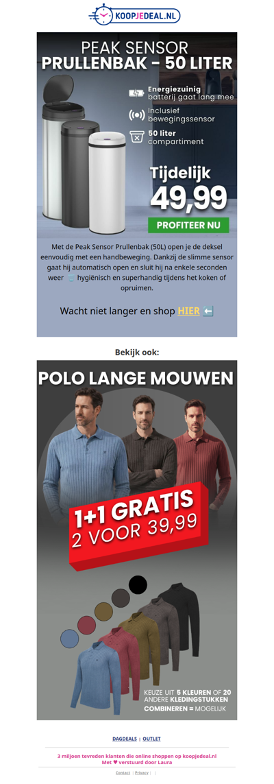 Prullenbak 50 Liter tijdelijk 49,99 🗑️