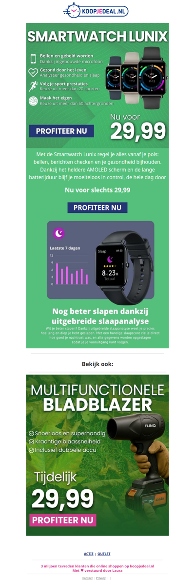 NU: Smartwatch Lunix voor 29,99 ⌚