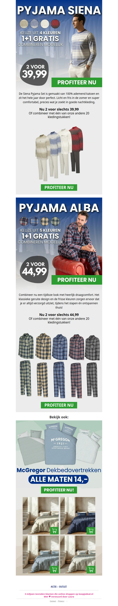 1+1 GRATIS: 2 Pyjama's voor 39,99 💤
