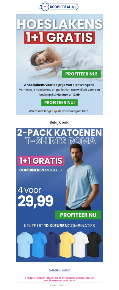 Hoeslakens 1+1 GRATIS 🌙 2 voor 12,99