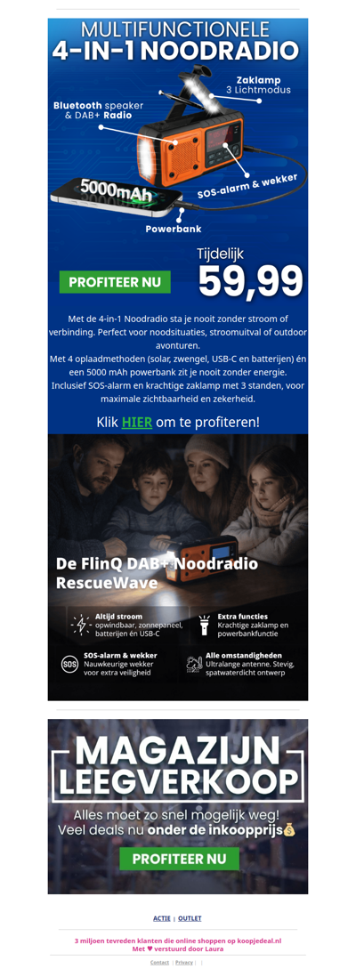 Nieuw: 4-in-1 Solar Noodradio 🚨