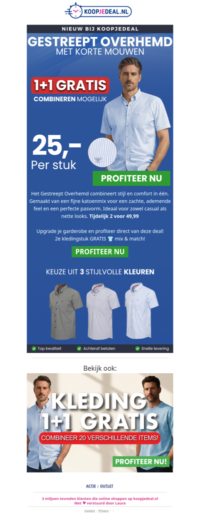 Gestreept Overhemd: 1+1 GRATIS 👔