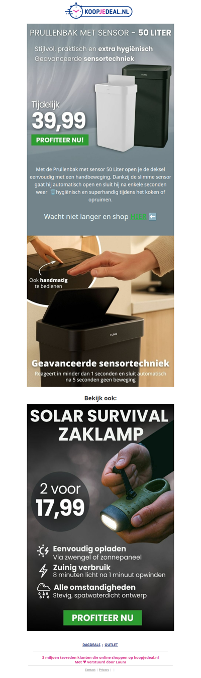 Prullenbak 50 Liter tijdelijk 39,99 🗑️