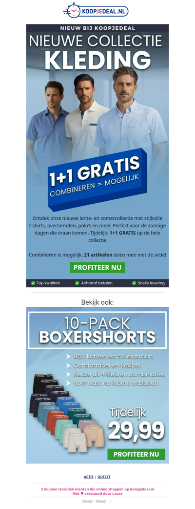 Nieuwe Collectie Kleding 1+1 GRATIS 👕