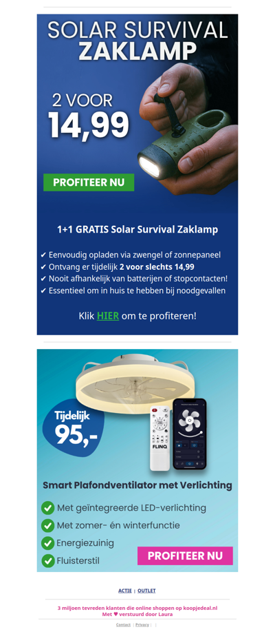 2 Solar Zaklampen voor 14,99 🔦