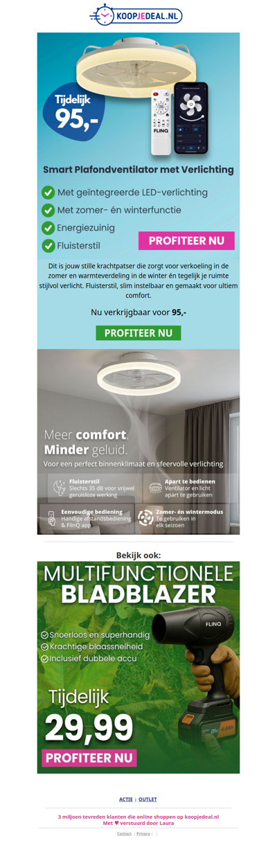 Plafondventilator met Verlichting 95,-