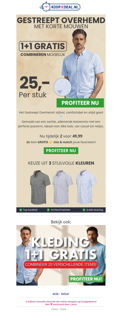 Gestreept Overhemd - Korte Mouwen 👔