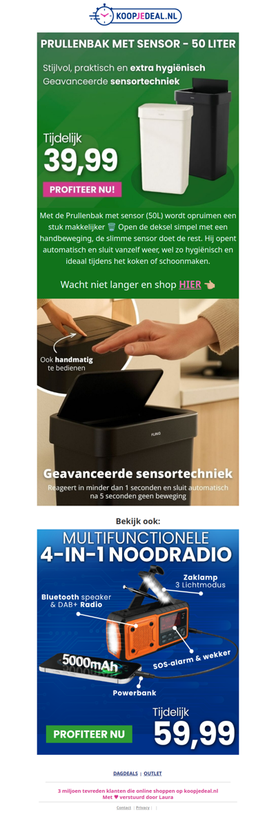 Prullenbak met Sensor 50 Liter 39,99