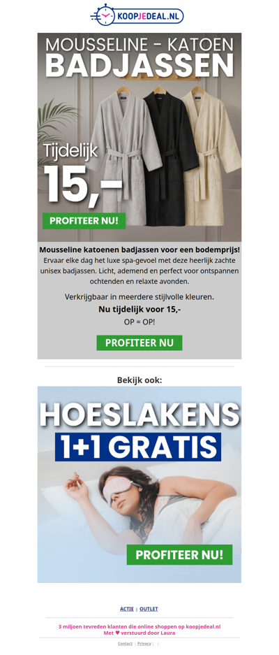 NU: Katoenen Badjassen voor 15,- 🤩