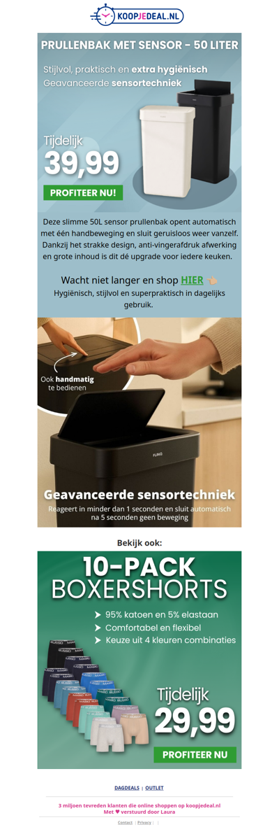 Sensor Prullenbak - 50 Liter Nu 39,99 😱