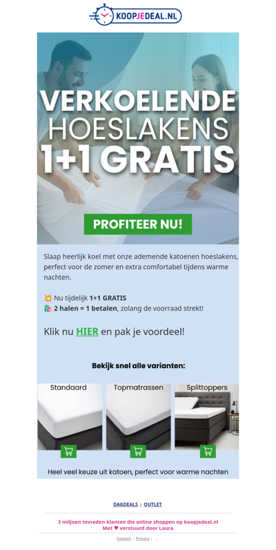 Hoeslakens 1+1 GRATIS: 2 voor 12,99