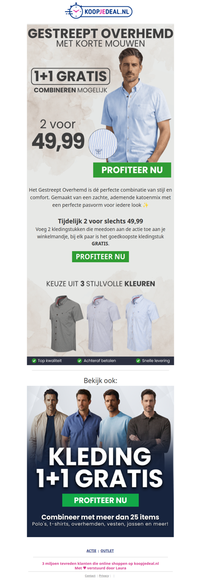 Gestreept Overhemd Korte Mouw 👔