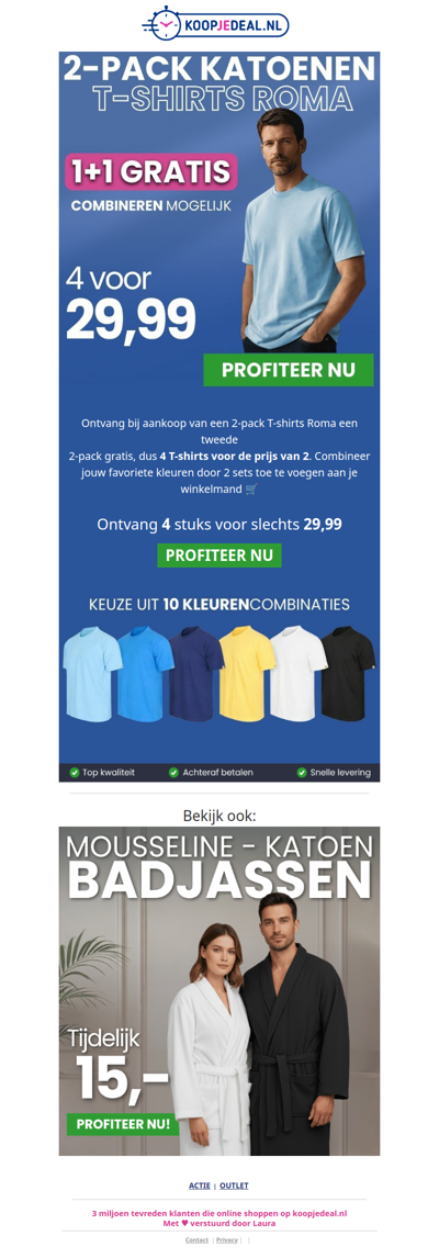 4 Katoenen T-shirts Roma nu 29,99 👕