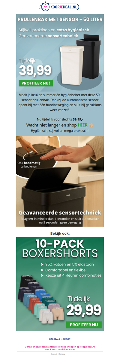 Sensor Prullenbak - 50 Liter Nu 39,99 🚨