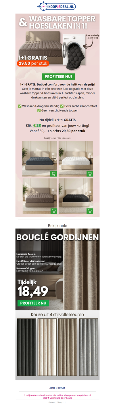 1+1 GRATIS: Topper & Hoeslaken in één