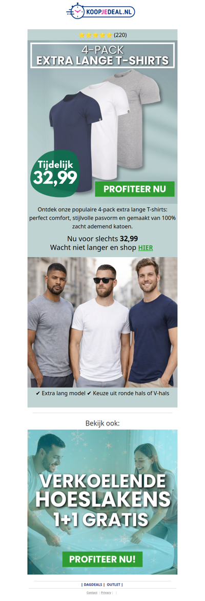 4 Katoenen T-Shirts Tijdelijk 32,99 👕