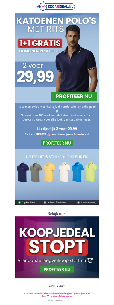 2 Katoenen Polo's met Rits 29,99 👕