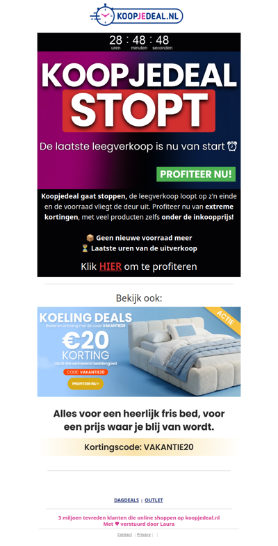 Koopjedeal Stopt over een paar uur!