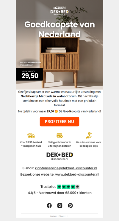 Nachtkastje Met Lade nu 29,50 🤯