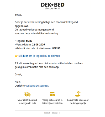 Je winkeltegoed verloopt bijna