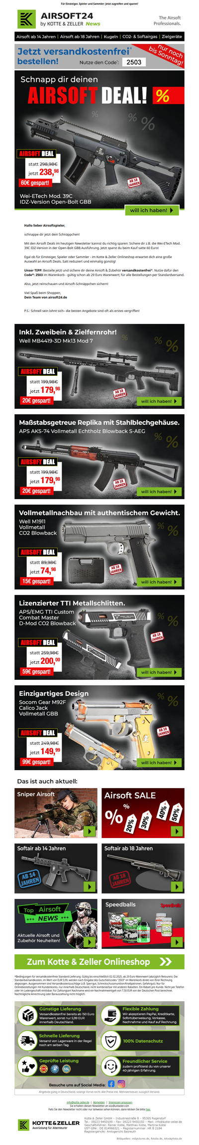 👍 Das passt: Airsoft Deals und versandkostenfreie Lieferung!