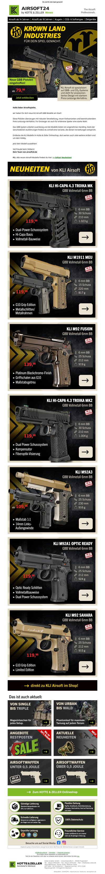 💥 Airsoft News Update: Neue KLI GBB Modelle!