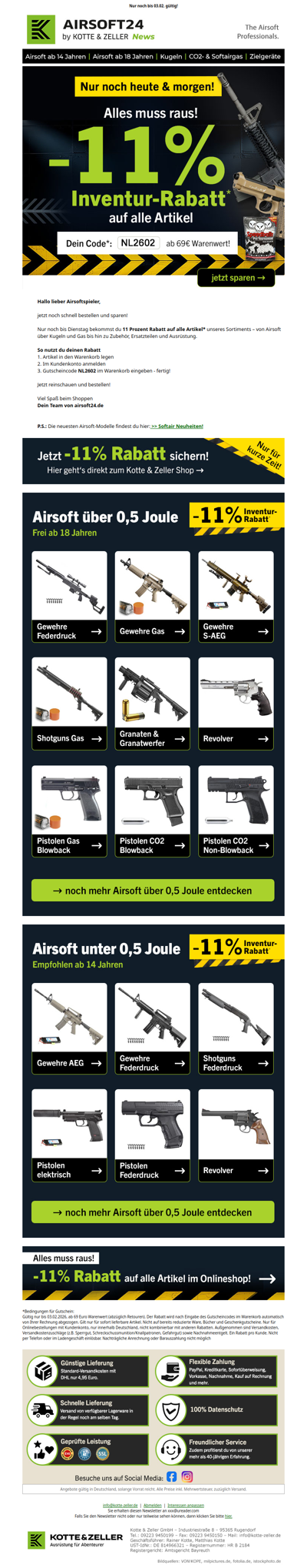 Erinnerung: Inventur-Rabatt auf alle Artikel!