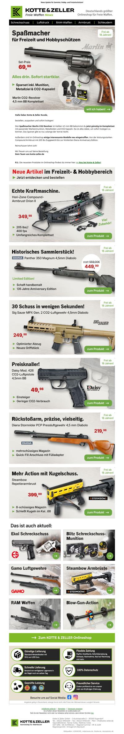 Frisch eingetroffen. Marlin Komplettset und neue Modelle