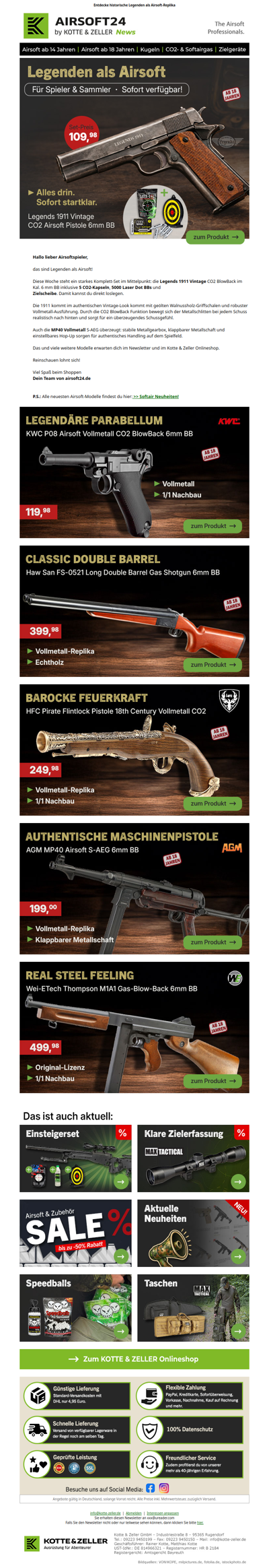 Airsoft Legenden. 1911er Komplettset und mehr