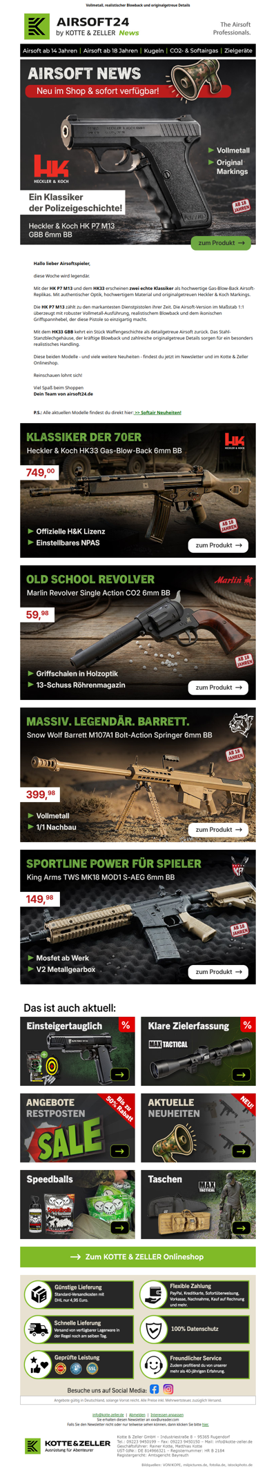 Neu im Shop: HK P7 M13 & HK33 GBB