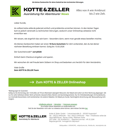 10 € Gutschein für dich – danke für deine Geduld