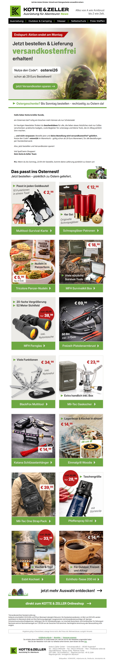 📦 Versandfrei shoppen & pünktlich zu Ostern geliefert