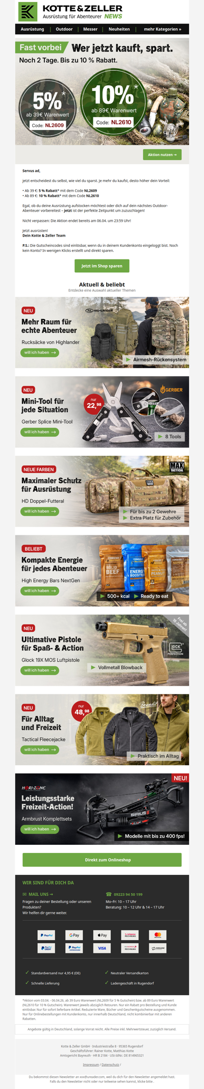 Fast vorbei: Bis zu -10% auf alles 🔥