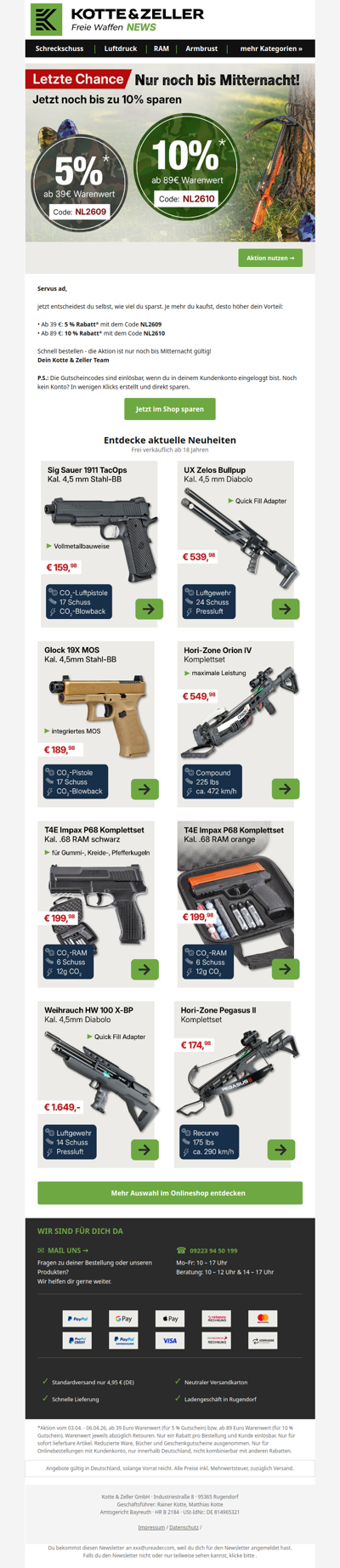 Letzte Chance: Bis zu -10% auf alles 🔥