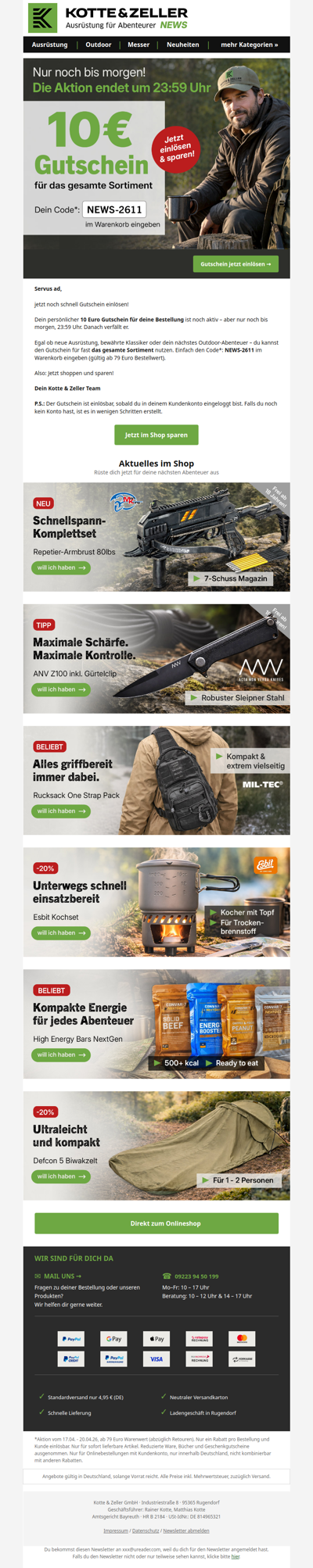 👉 Fast vorbei: 10€ Gutschein einlösen