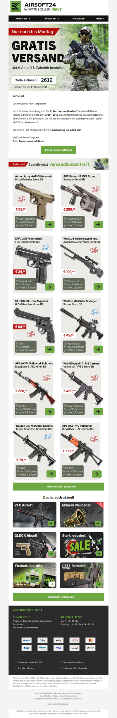Jetzt Airsoft & Zubehör versandkostenfrei shoppen!