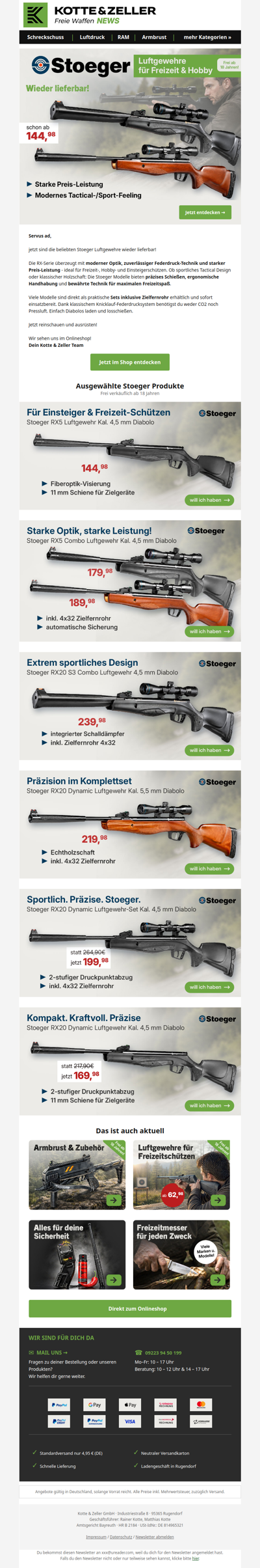 Wieder lieferbar: Stoeger Airguns ⬅️