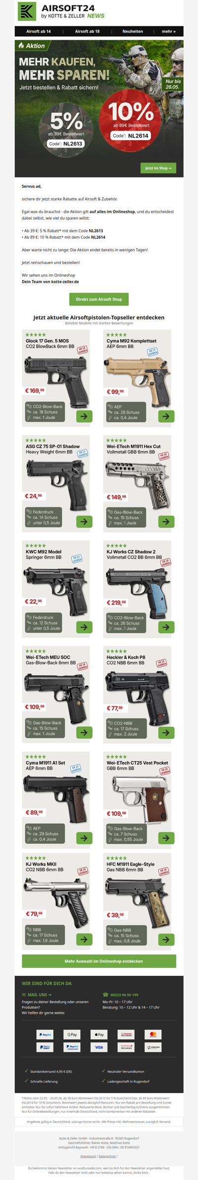 💥 Sichere dir -10% auf Airsoft & mehr