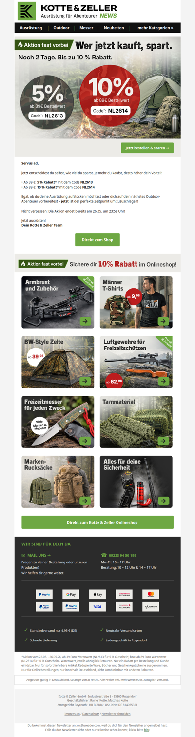 Fast vorbei: 10% extra auf alles