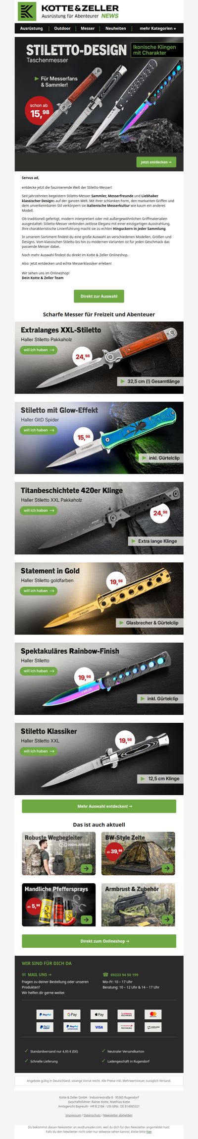 Stiletto-Messer: Ikonische Klingen mit Charakter