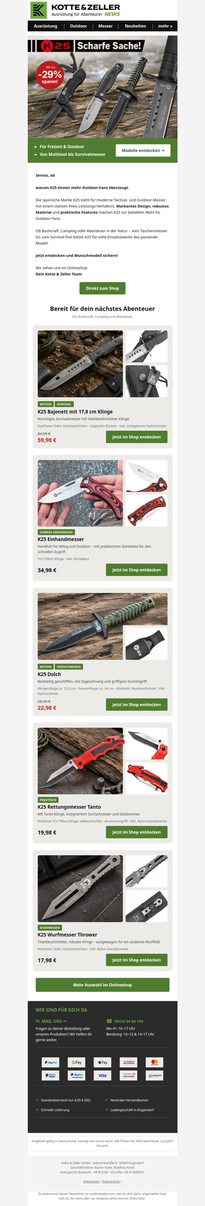 K25: Starke Messer. Fairer Preis.