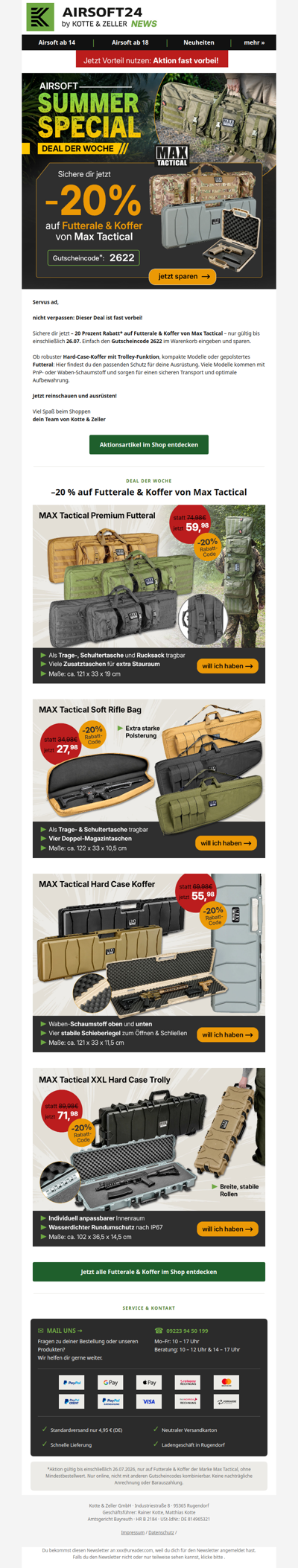 👉  Schon gesehen? Hol dir 20% Rabatt auf Max Tactical