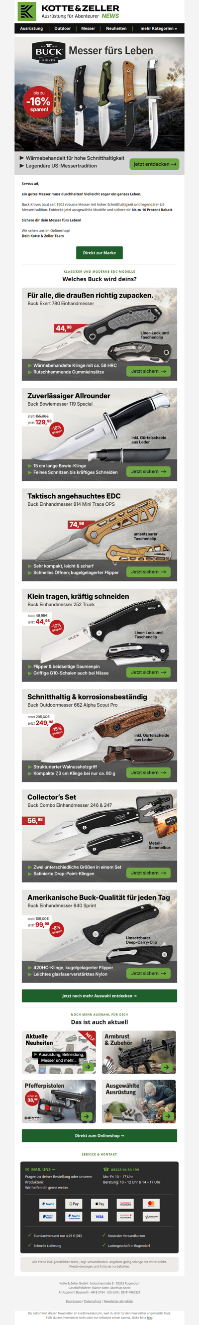 Bis zu 16% auf echte Messerlegenden