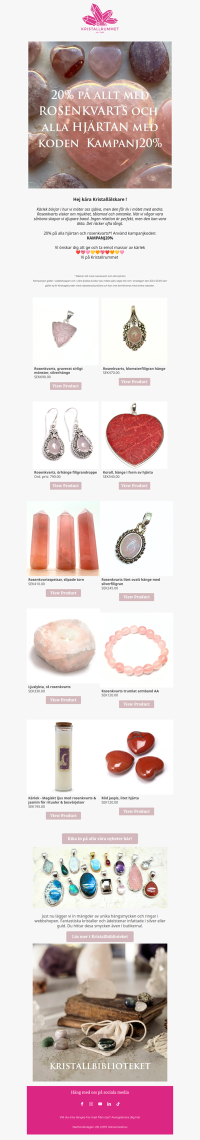 Alla hjärtans dag rabatt 20% på Kärlekskristaller