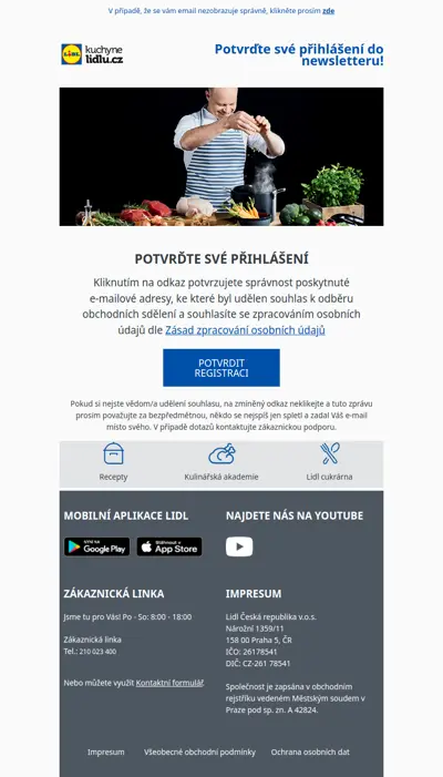 Potvrďte své přihlášení do newsletteru Kuchyně Lidlu