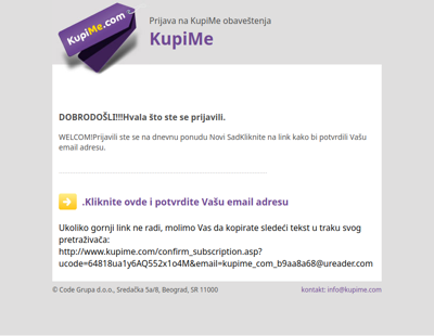 Važno: potvrdite email adresu