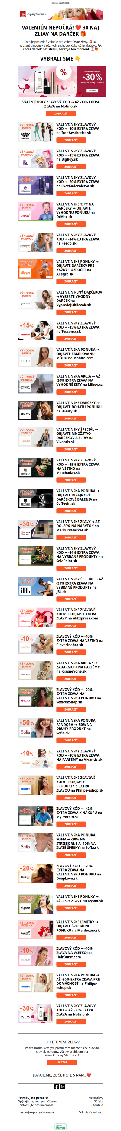 VALENTÍN NEPOČKÁ! ❤️ 30 NAJ ZLIAV NA DARČEK 🎁